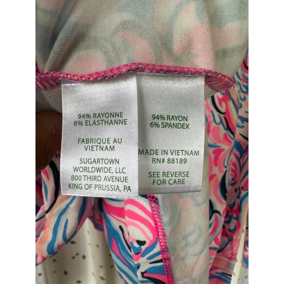 Lilly Pulitzer NWOT Ophelia FLAMINGOALS Raz Berry Swirly Quarter Sleeves Top S - Picture 8 of 9